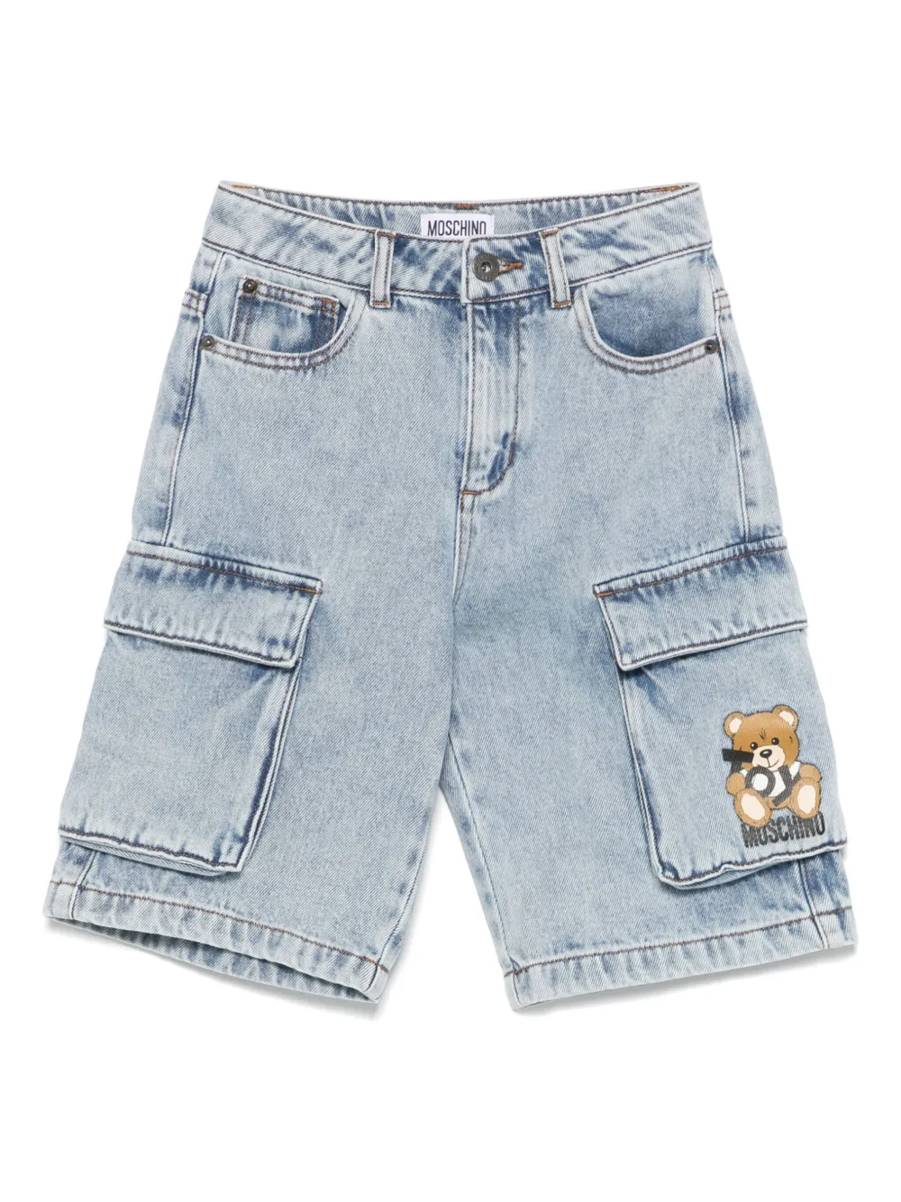 Moschino Kids Cargo shorts met teddybeerpatroon Blauw