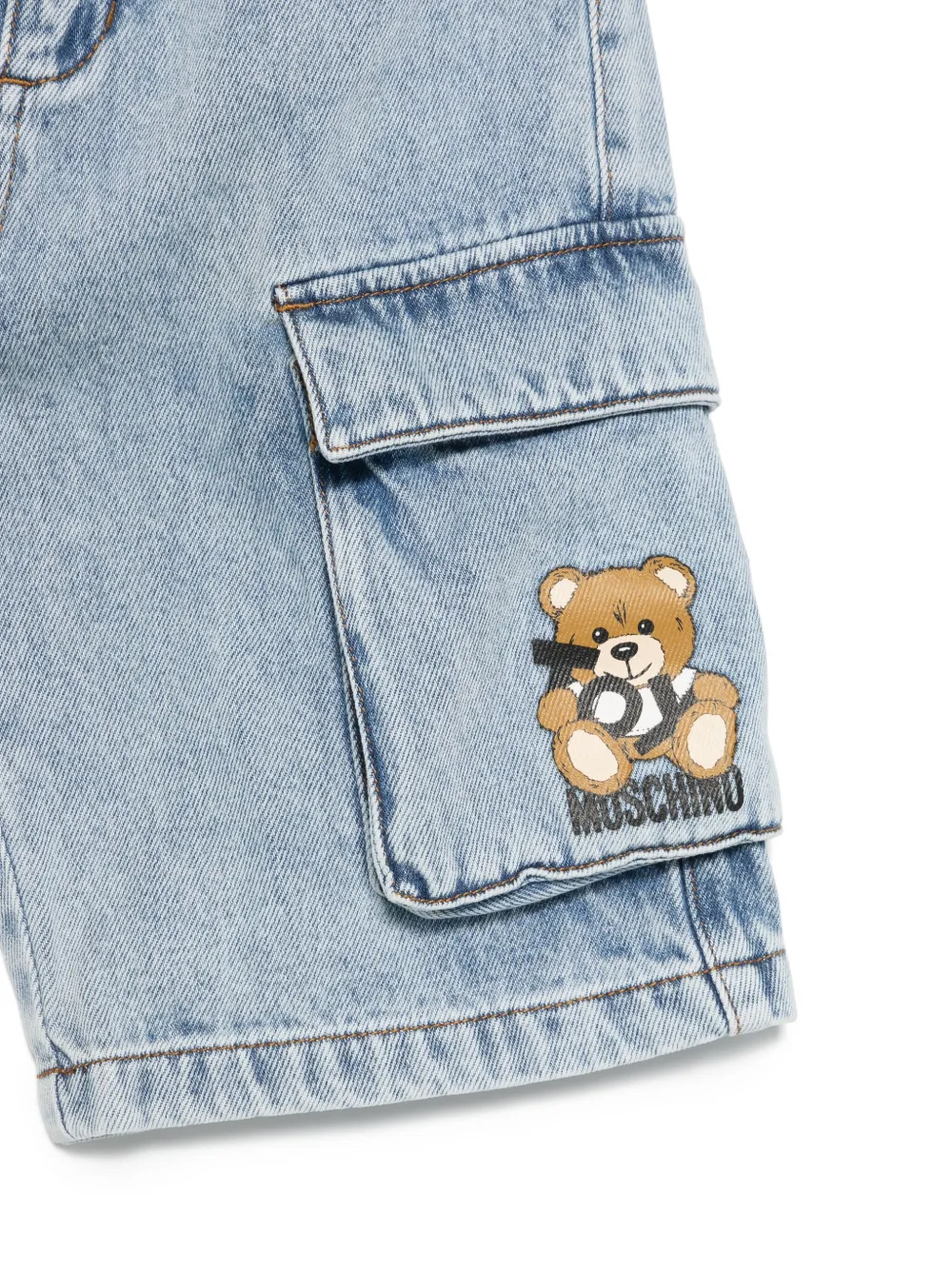 Moschino Kids Cargo shorts met teddybeerpatroon Blauw