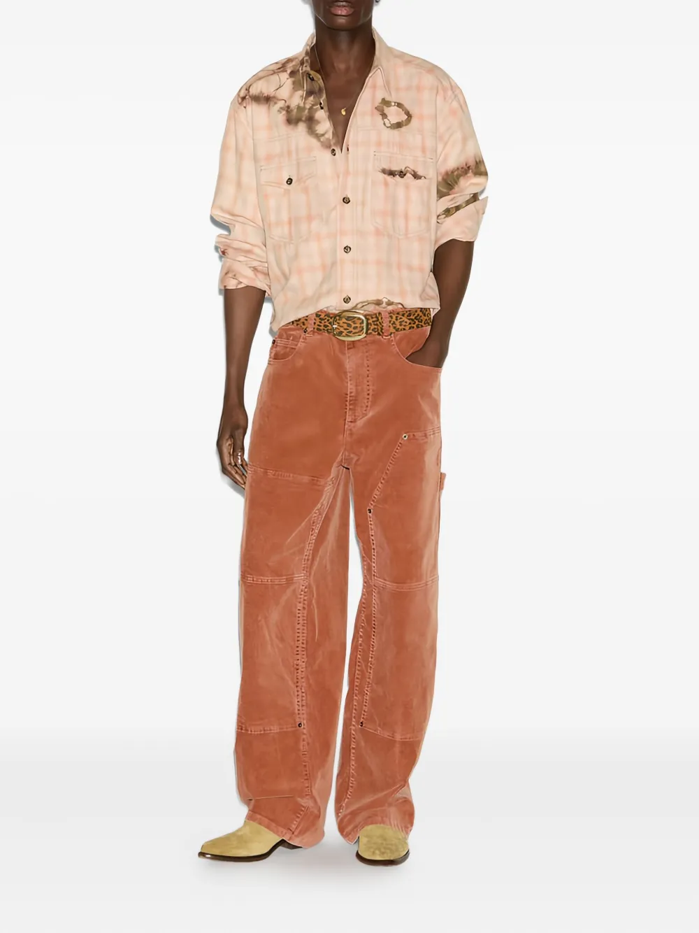 Isabel Marant Lorson Wide Leg Stretch Cotton Corduroy Pants In Brown