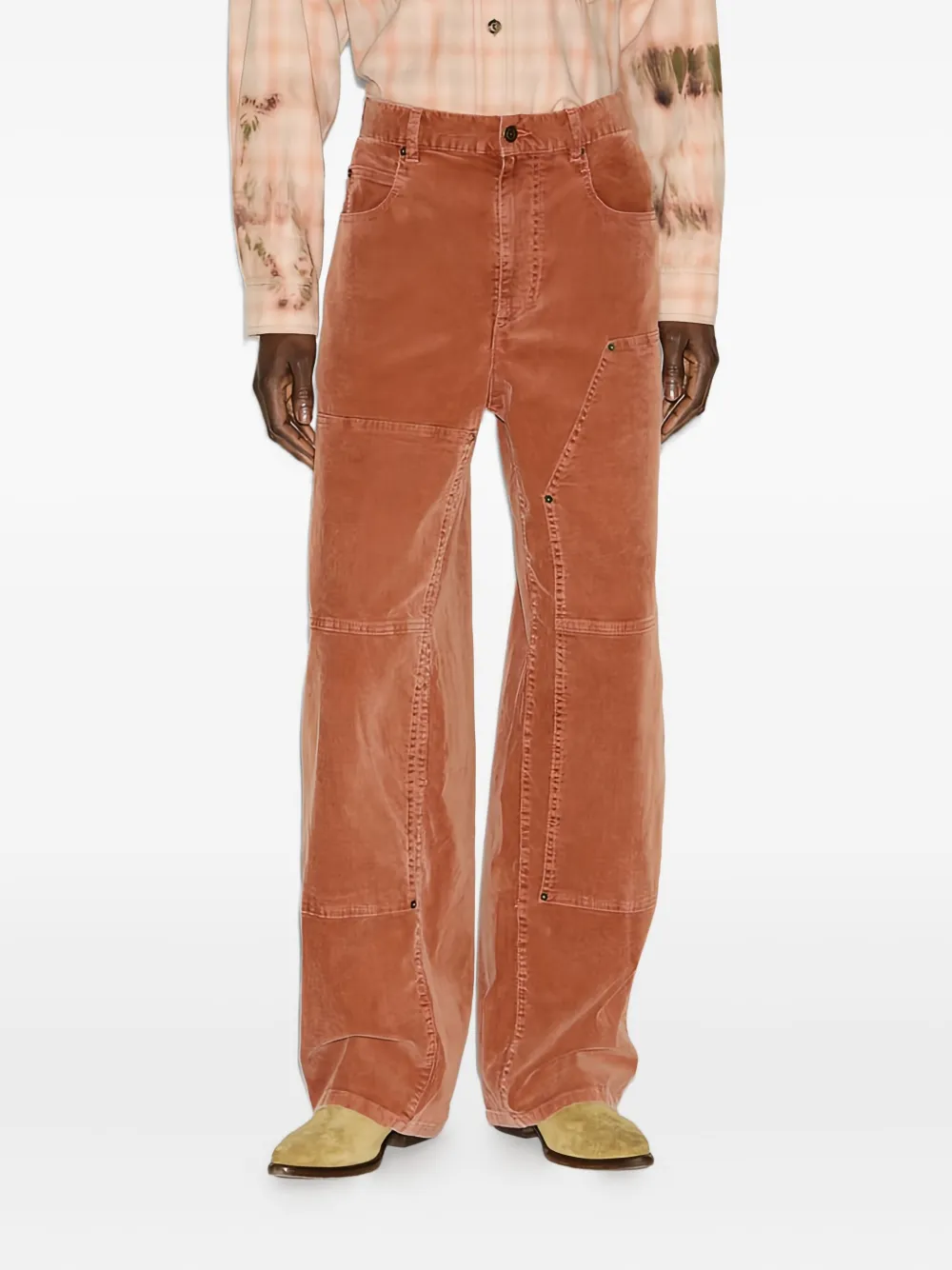 Isabel Marant Lorson Wide Leg Stretch Cotton Corduroy Pants In Brown