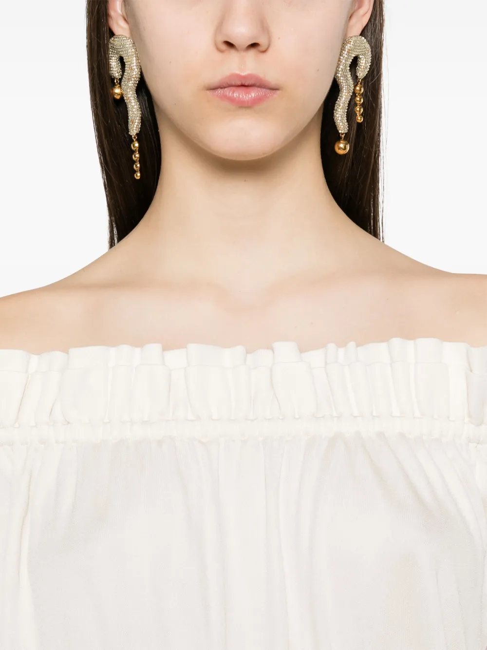 Saint Laurent Off-shoulder mini-jurk Beige