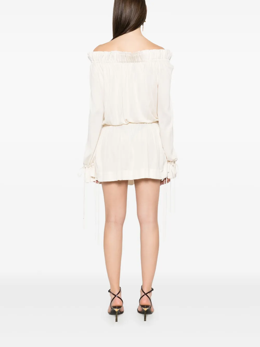 Saint Laurent Off-shoulder mini-jurk Beige