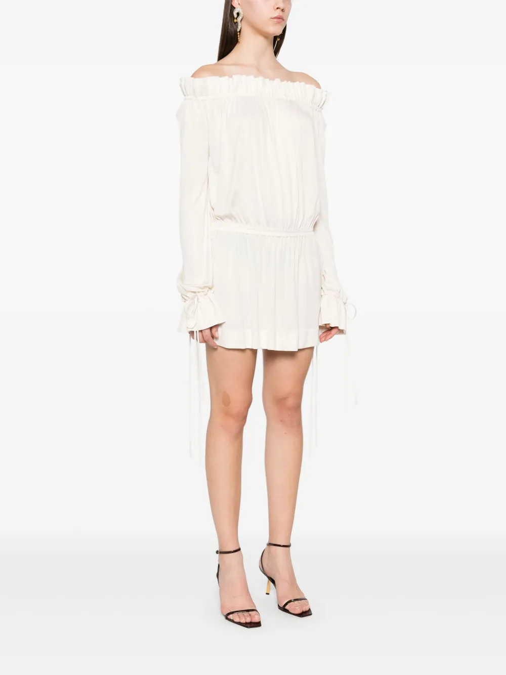 Saint Laurent Off-shoulder mini-jurk Beige