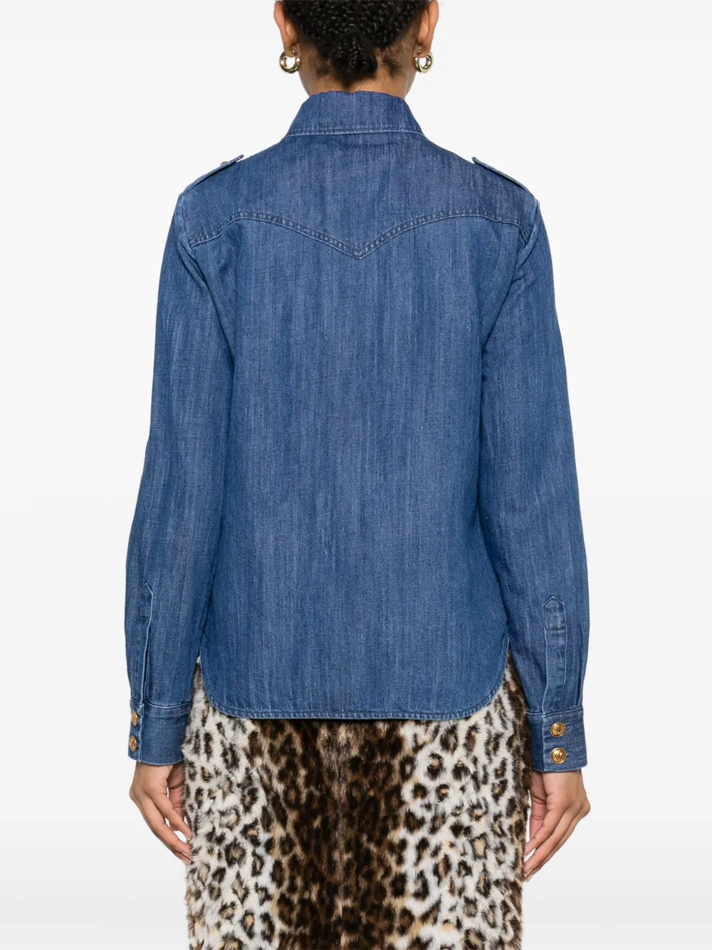 Shop Valentino Denim Shirt In Blue