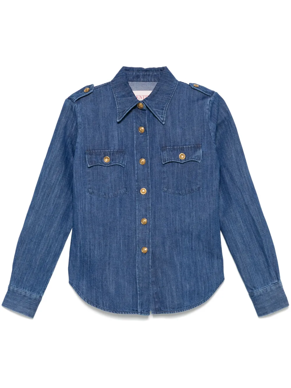 Shop Valentino Denim Shirt In Blue