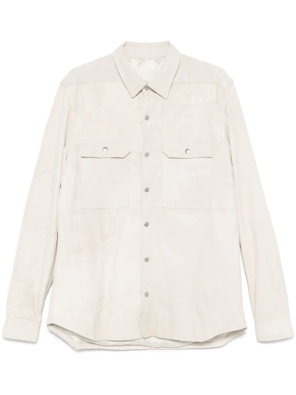 Rick Owens Leren shirtjack Beige