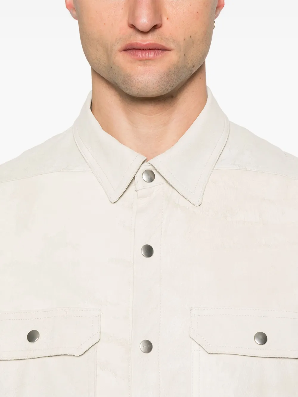 Rick Owens Leren shirtjack Beige