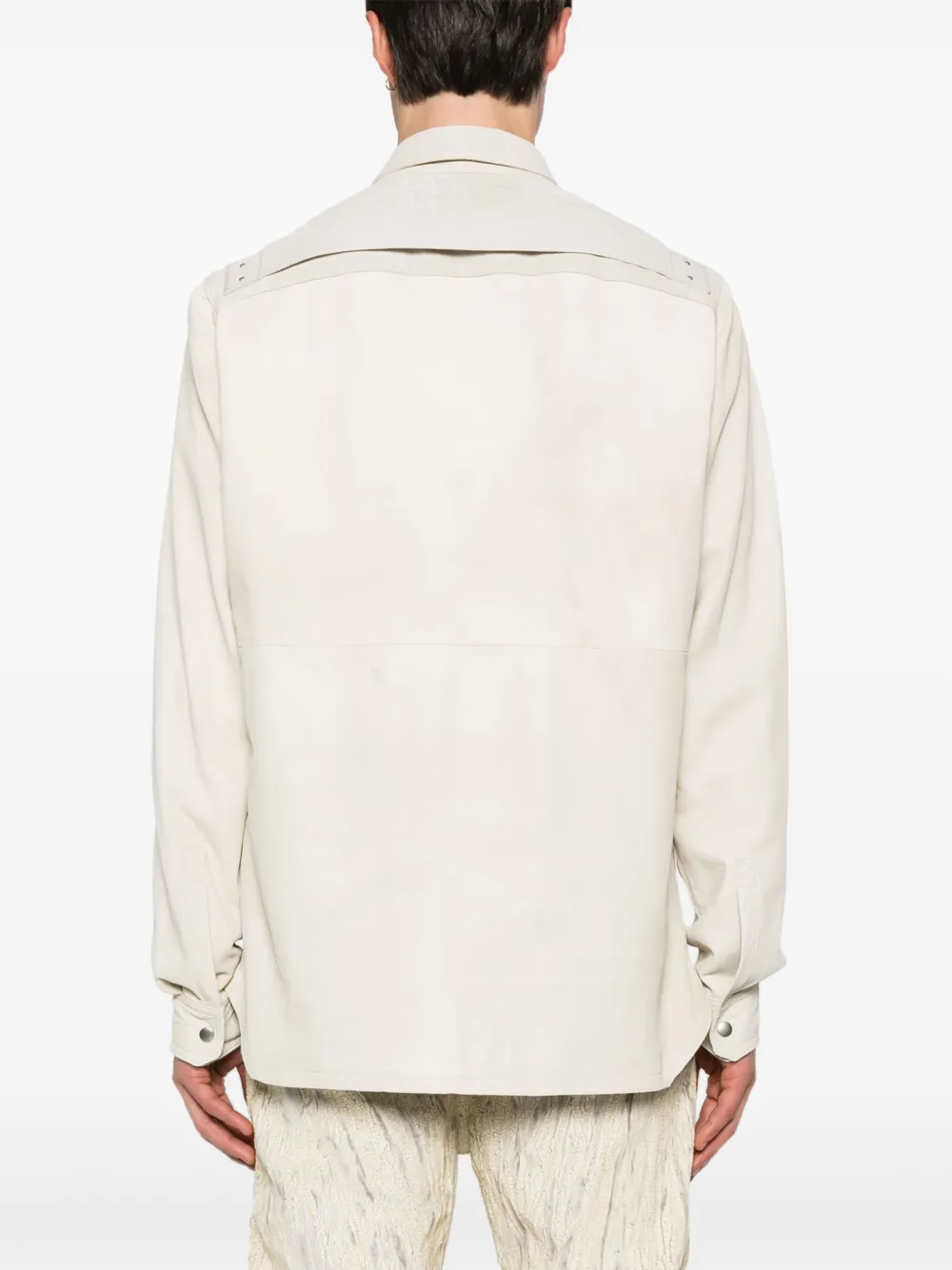 Rick Owens Leren shirtjack Beige