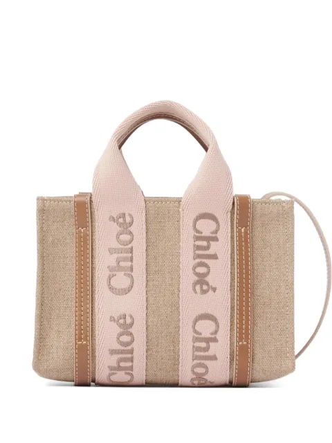 Chloé mini Woody tote bag in linen