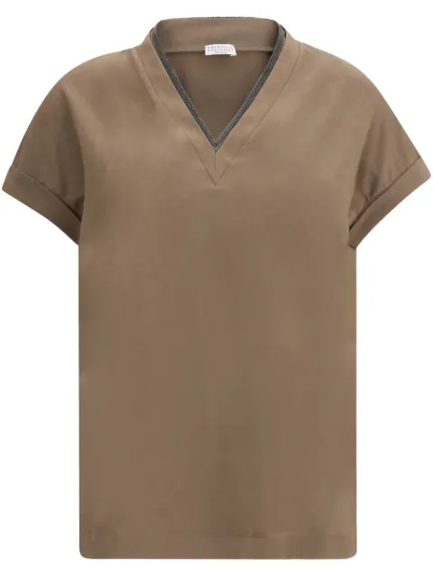 Brunello Cucinelli V-neck short-sleeve top