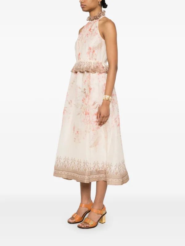 【Zimmermann】ILLUMINATE HALTER MIDI DRESS ホルターミディ ZIMMERMANN Illuminate Halter Midi Dress | Pink | FARFETCH