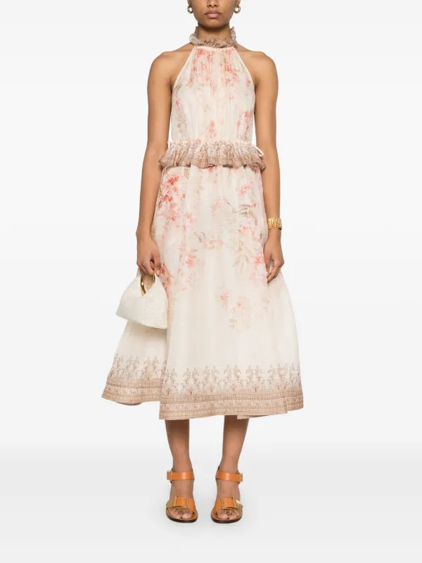 ZIMMERMANN Illuminate Halter Midi Dress | Pink | FARFETCH