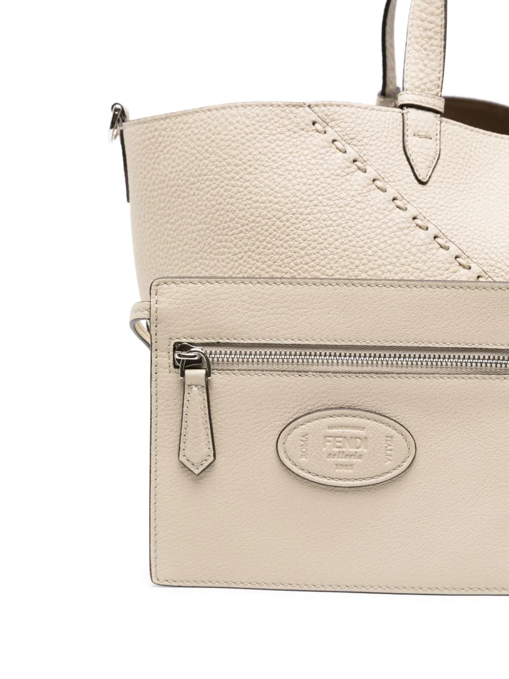 FENDI Selleria Diagonal kleine shopper Beige