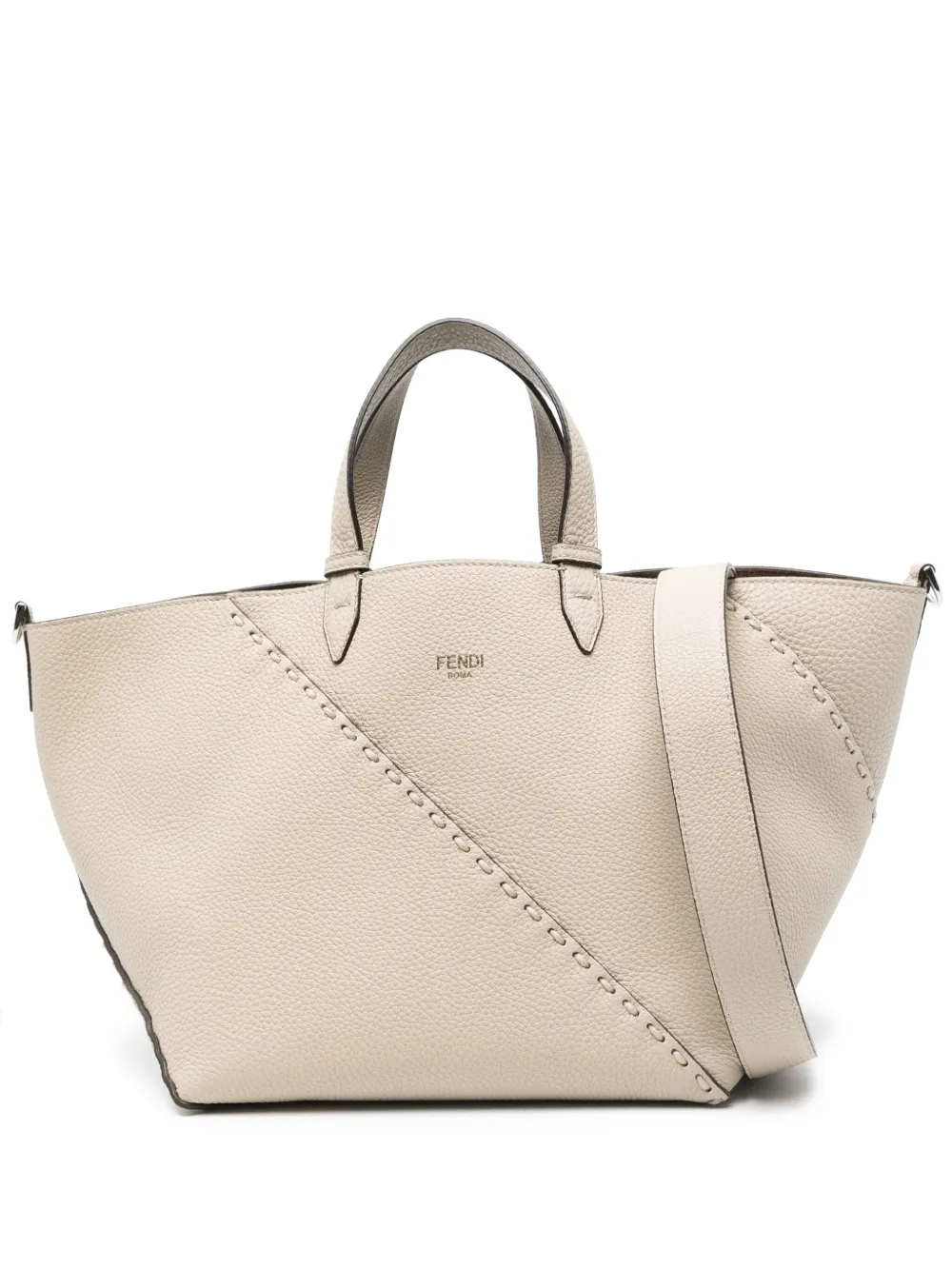 FENDI Selleria Diagonal kleine shopper Beige