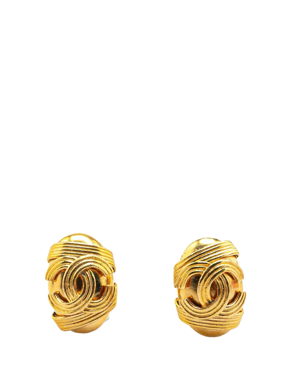 CHANEL Pre-Owned 1994 Gold Plated CC Clip On Earrings costume earrings | Gold | Image 1