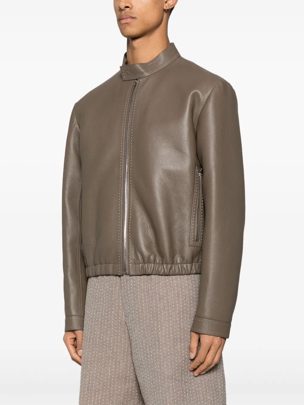 FENDI Bikerjack van bewerkt leer Bruin