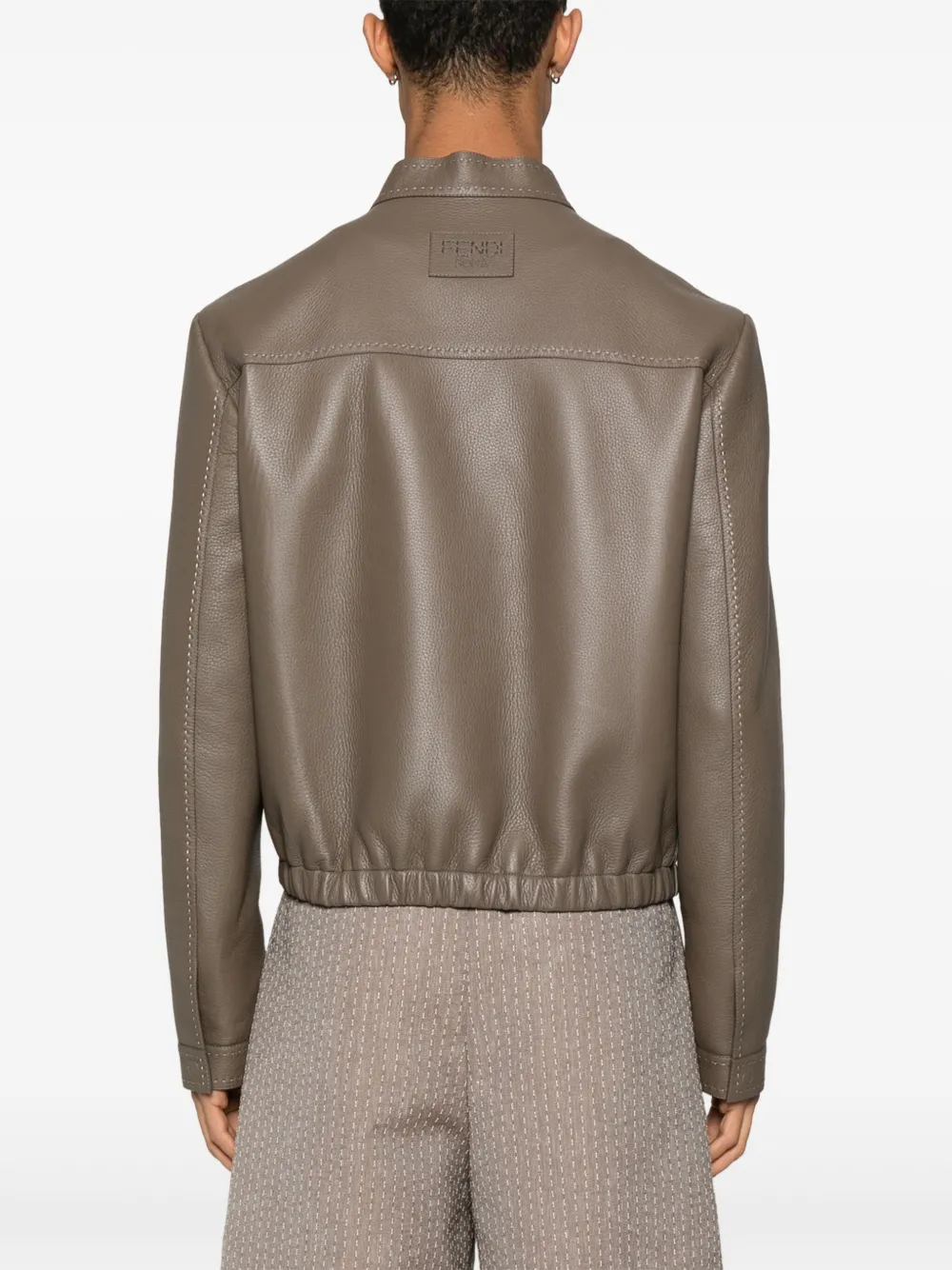 FENDI Bikerjack van bewerkt leer Bruin