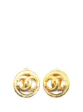 CHANEL Pre-Owned 1994 Gold Plated CC Round Clip on Earrings costume earrings