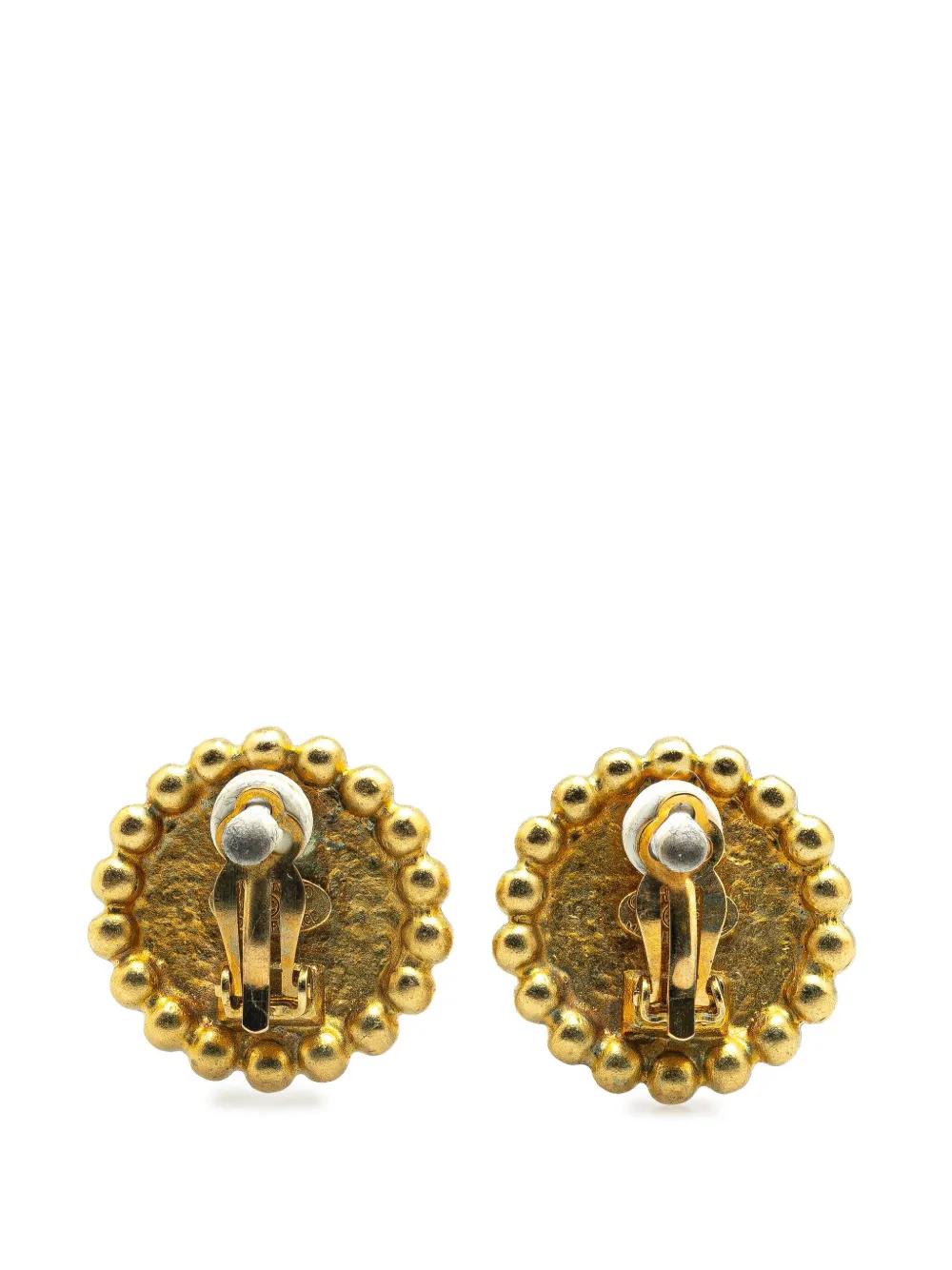 CHANEL Pre-Owned 1995 Gold Plated CC Button Clip On Earrings costume earrings - Goud