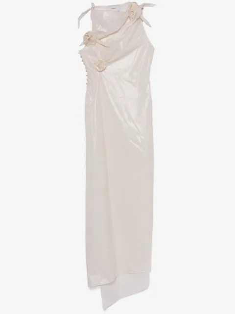 Coperni floral-appliqué asymmetric gown