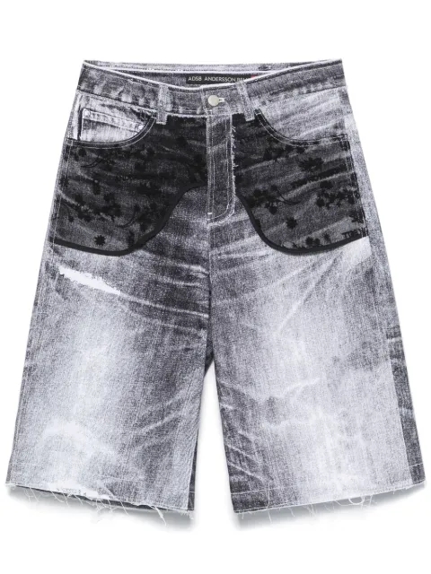 Andersson Bell lace-panels denim shorts