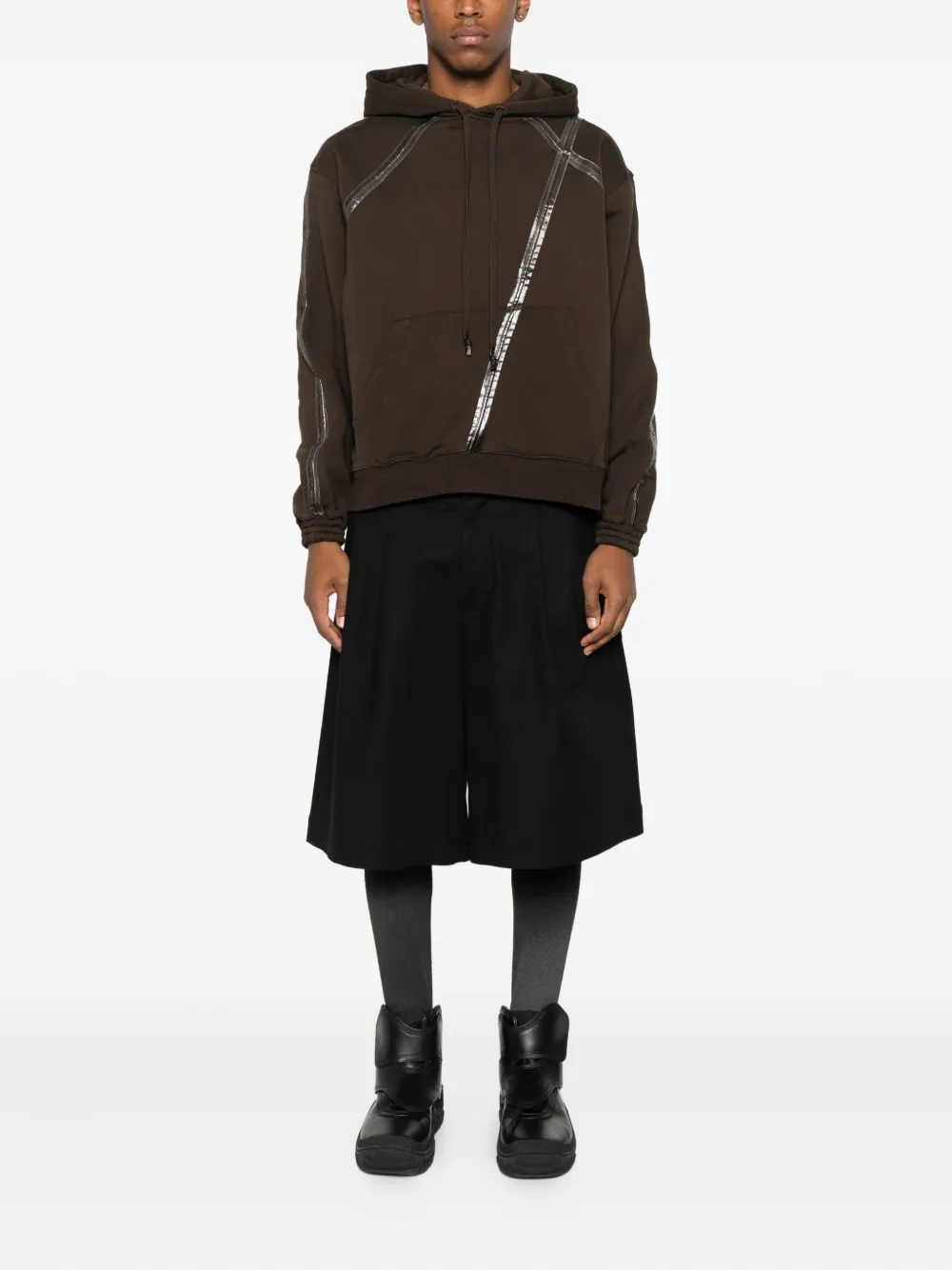 A-COLD-WALL* Antenne striped cotton hoodie Bruin