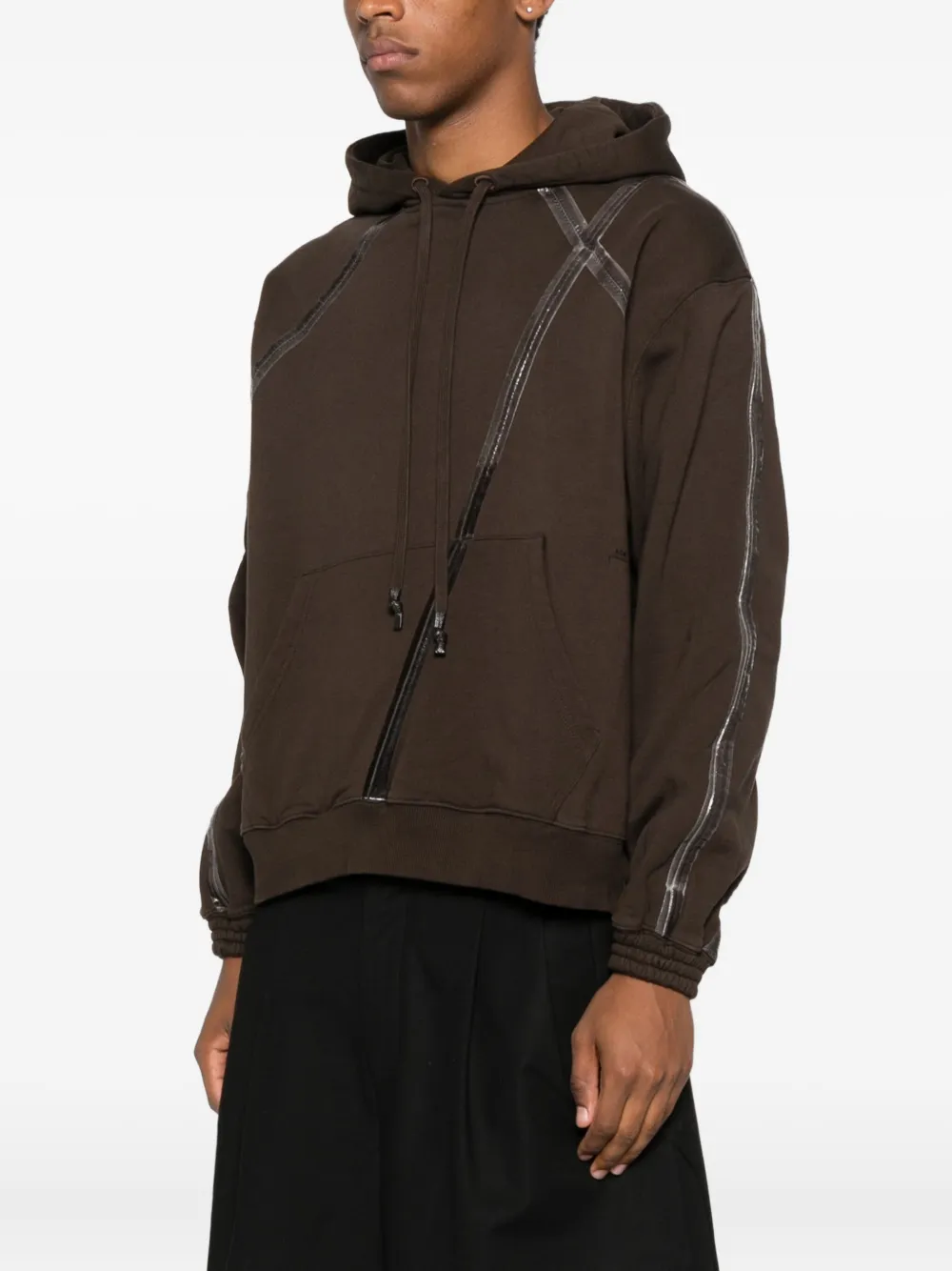 A-COLD-WALL* Antenne striped cotton hoodie Bruin