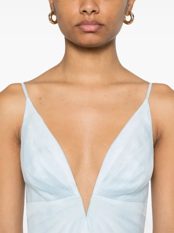 【Zimmermann】ILLUMINATE V NECK MIDI DRESS Vネック ミディ ZIMMERMANN Illuminate V-neck Midi Dress | Blue | FARFETCH