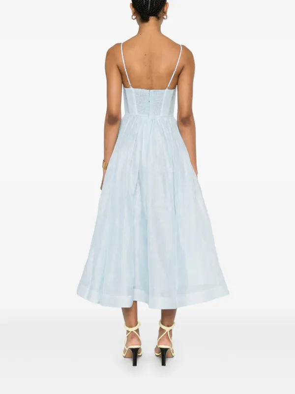 ZIMMERMANN Illuminate V-neck Midi Dress | Blue | FARFETCH