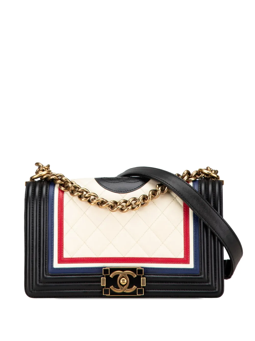 CHANEL Pre-Owned 2015-2016 Medium Multicolor Lambskin Crest Boy Flap crossbody bag | White | Image 1