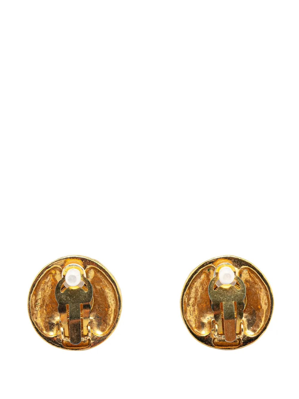 CHANEL Pre-Owned 1980-1990 Gold Plated CC Round Clip on Earrings costume earrings - Goud