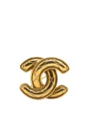 CHANEL Pre-Owned 1970-1980 Gold Plated CC Quilted Brooch costume brooch