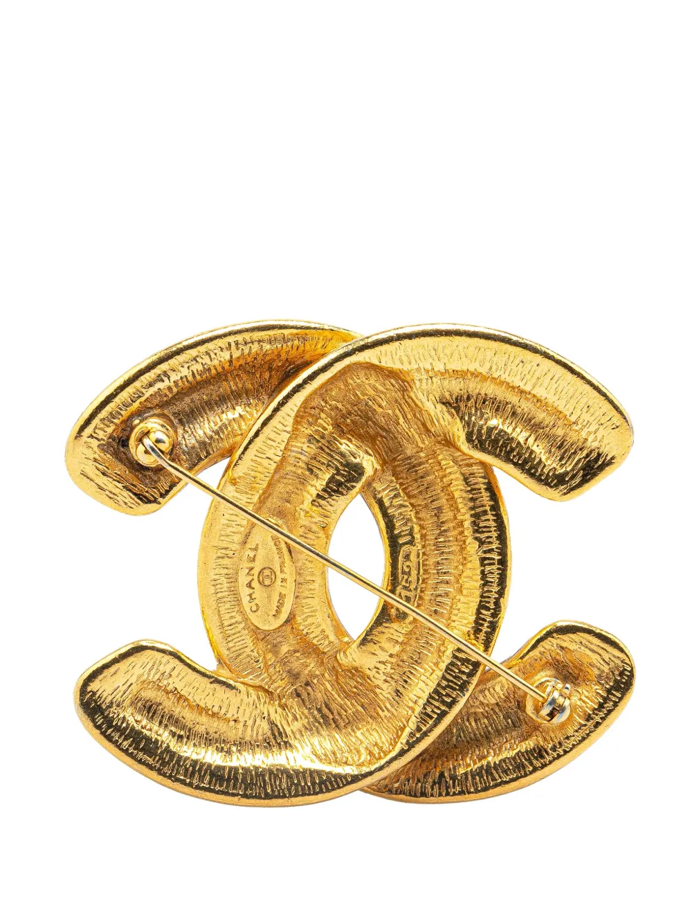 CHANEL Pre-Owned 1970-1980 Gold Plated CC Quilted Brooch costume brooch - Goud