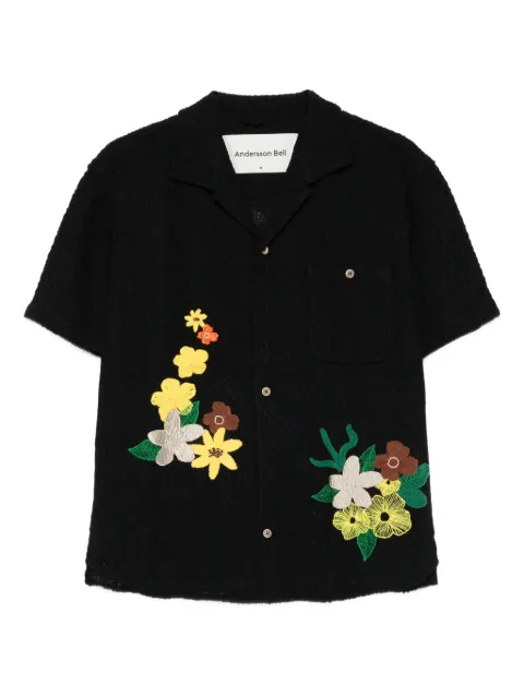 Andersson Bell flower-embroidered open-collar shirt