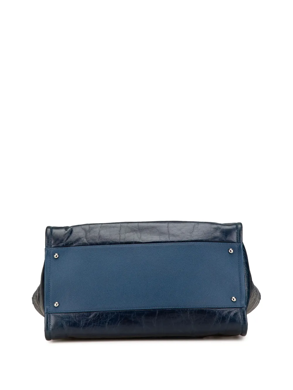 Pre-owned Chanel 2016-2017 Medium Glazed Calfskin And Caviar Deauville Tote Satchel In Blue