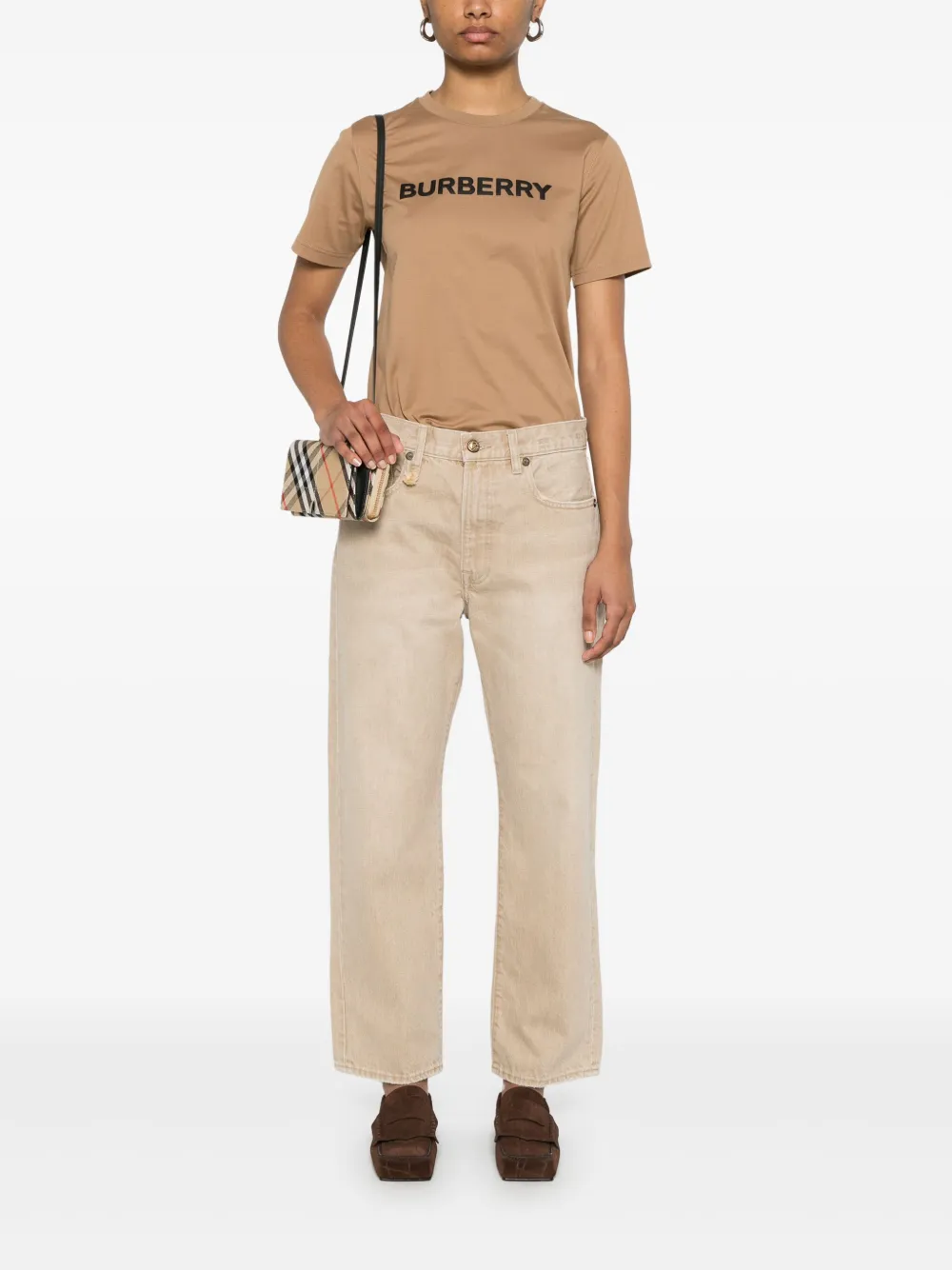 Burberry T-shirt met logoprint - Bruin