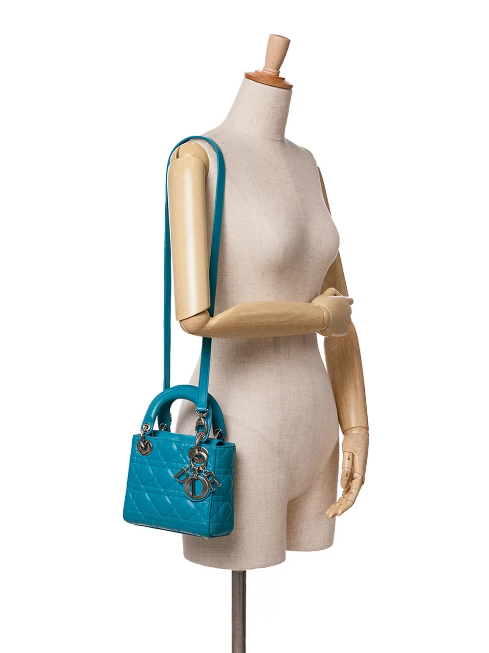 Christian Dior Pre-Owned 2013 Cannage Lady Dior kleine leren boekentas - Blauw