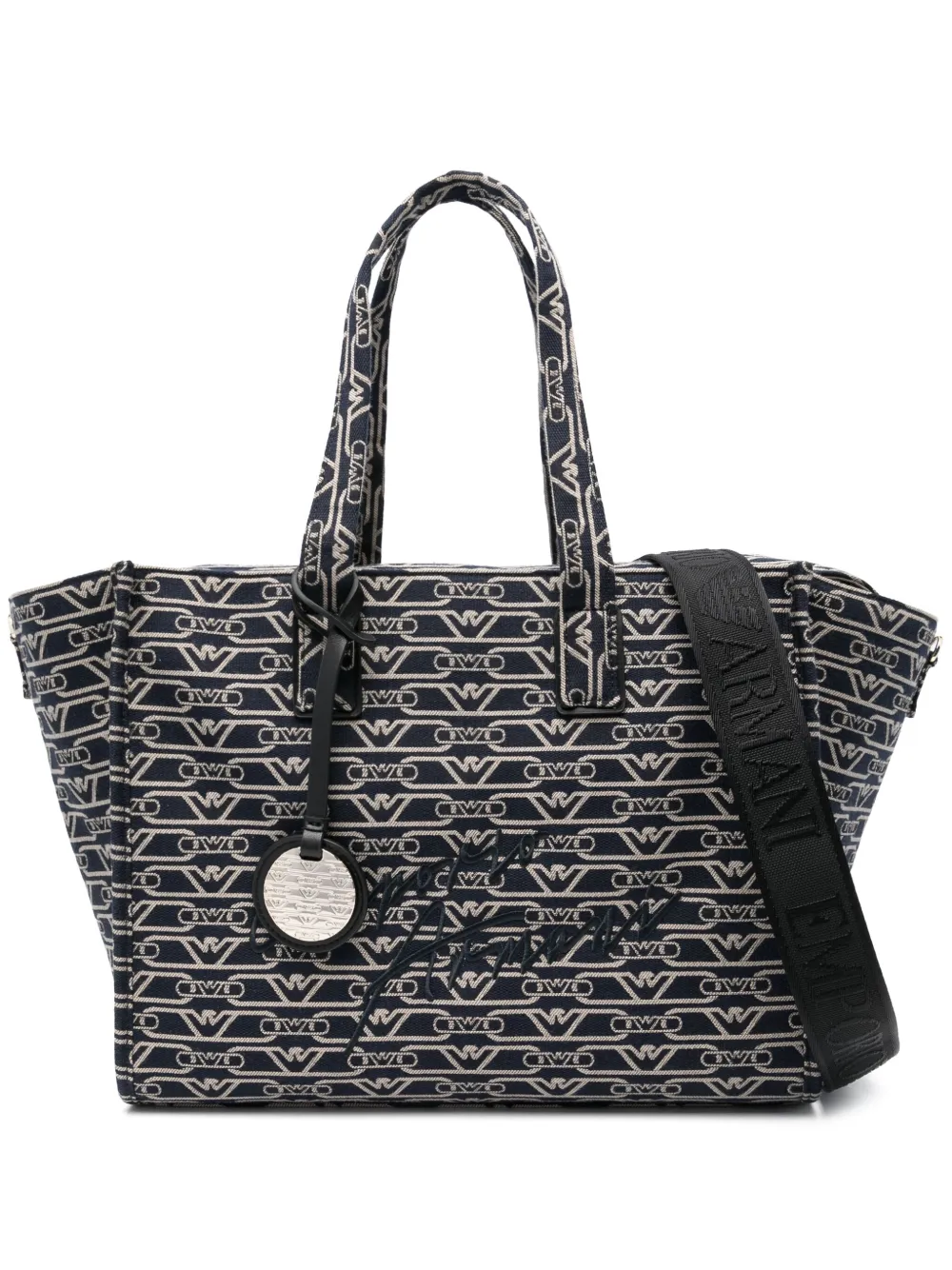 Emporio Armani Shopper met monogram jacquard Blauw