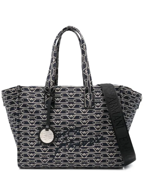 Emporio Armani monogram-jacquard tote bag EW000370AF12993 - 0