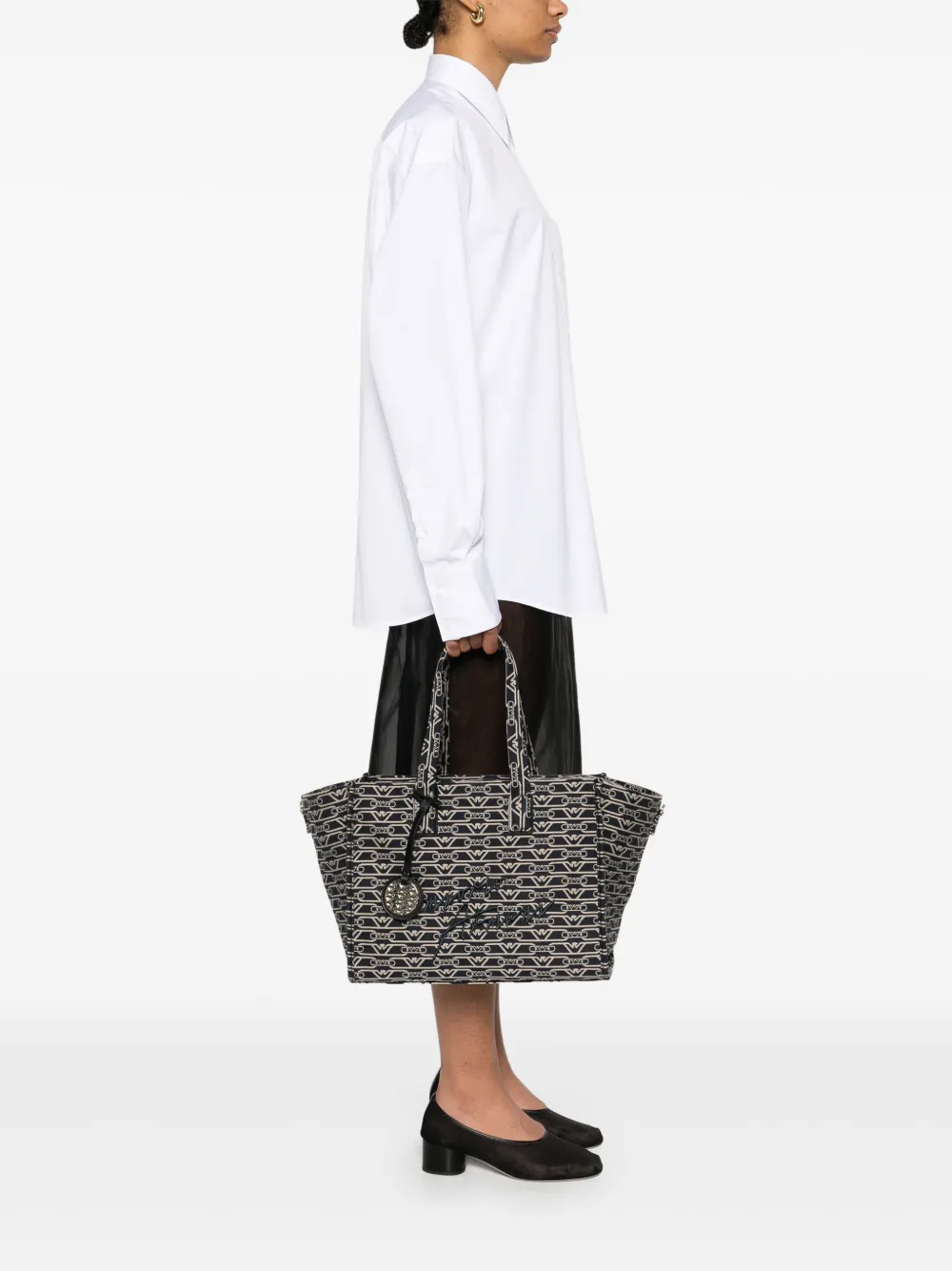 Emporio Armani Shopper met monogram jacquard - Blauw