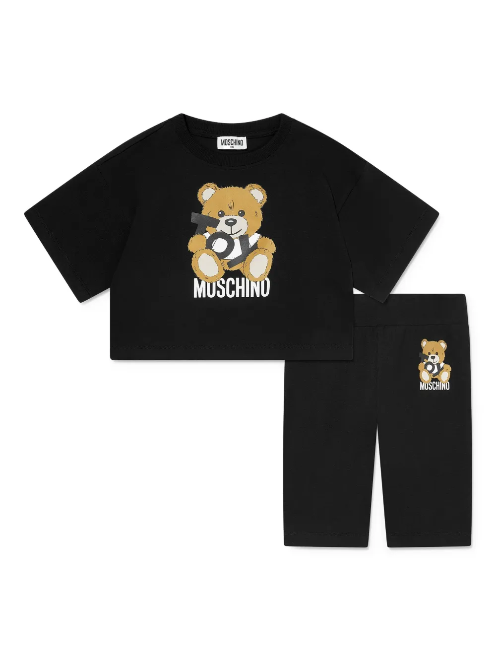 Moschino Kids Teddy Bear-print short set Zwart