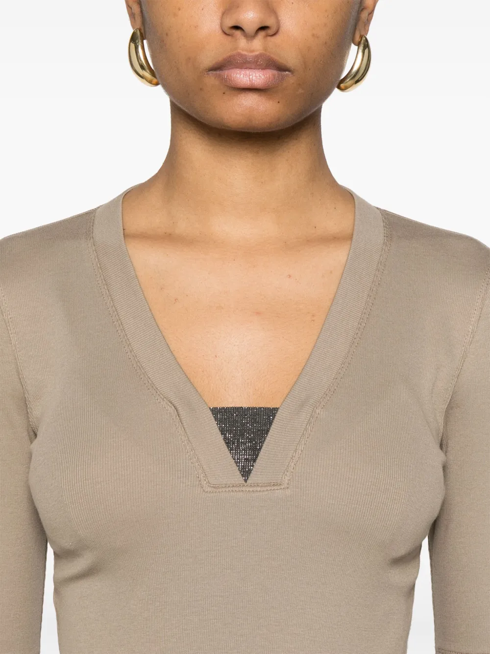 Brunello Cucinelli Top met Monili-kettingdetail Bruin