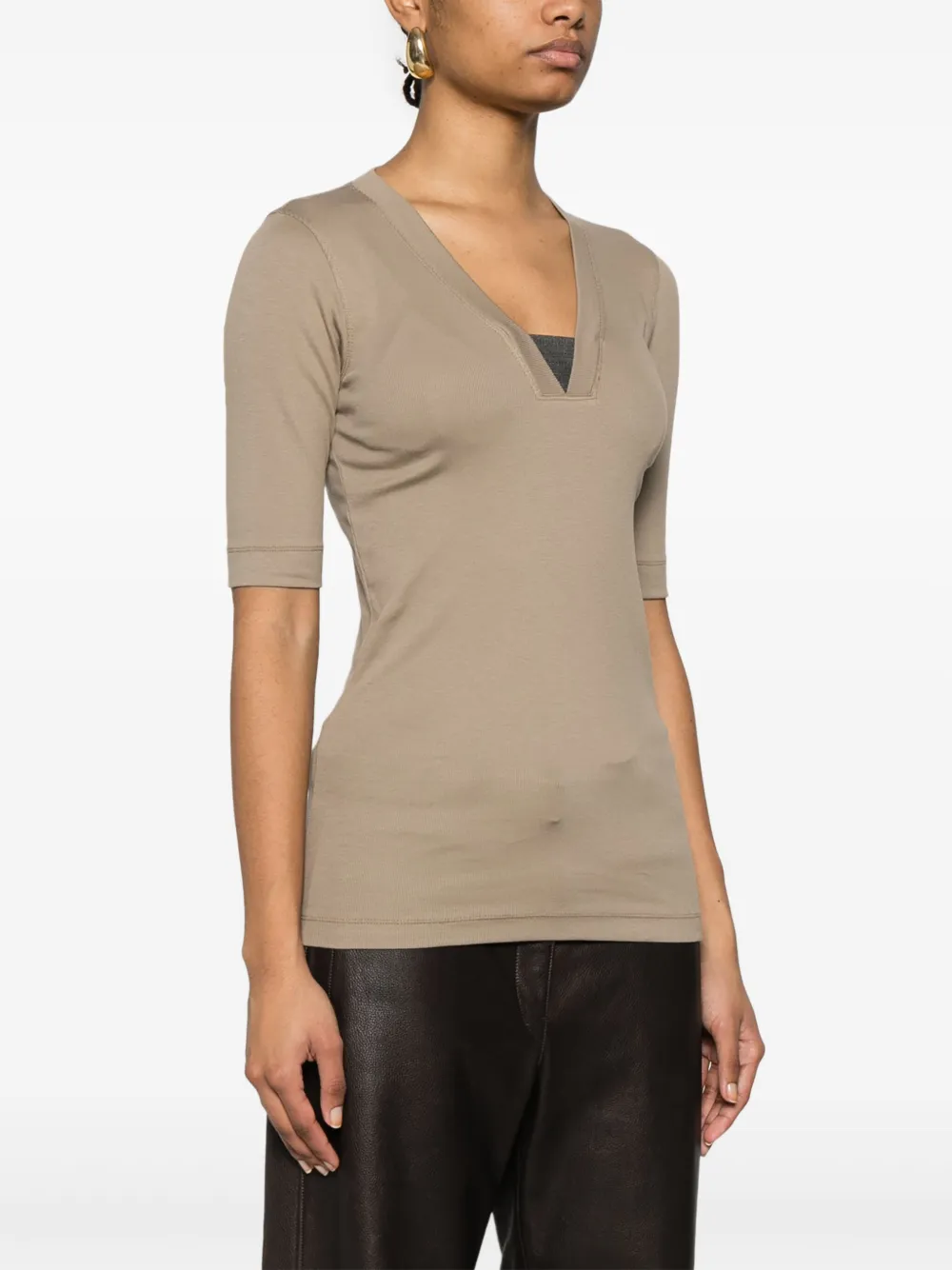 Brunello Cucinelli Top met Monili-kettingdetail Bruin