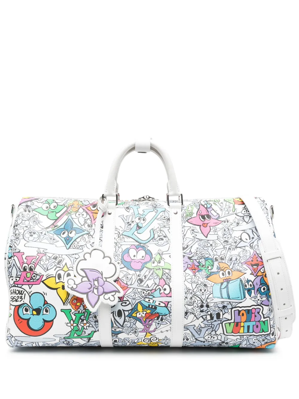 Louis Vuitton Pre-Owned キーポル バンドリエール 50 ボストンバッグ - ホワイト Louis Vuitton Pre-Owned キーポル バンドリエール 50 ボストンバッグ - ホワイト