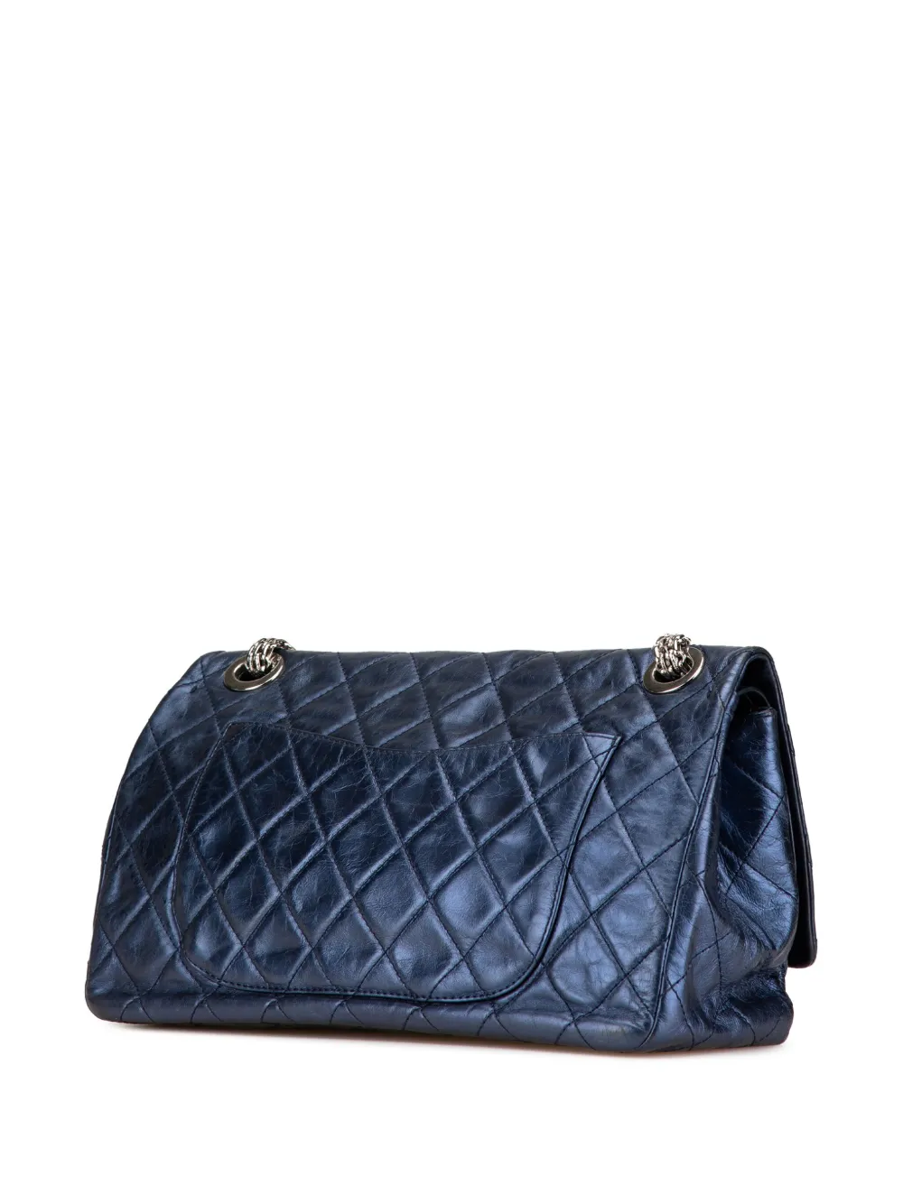Pre-owned Chanel 2008-2009 Reissue 2.55 Aged Metallic Calfskin Flap 226 Shoulder Bag In Blue