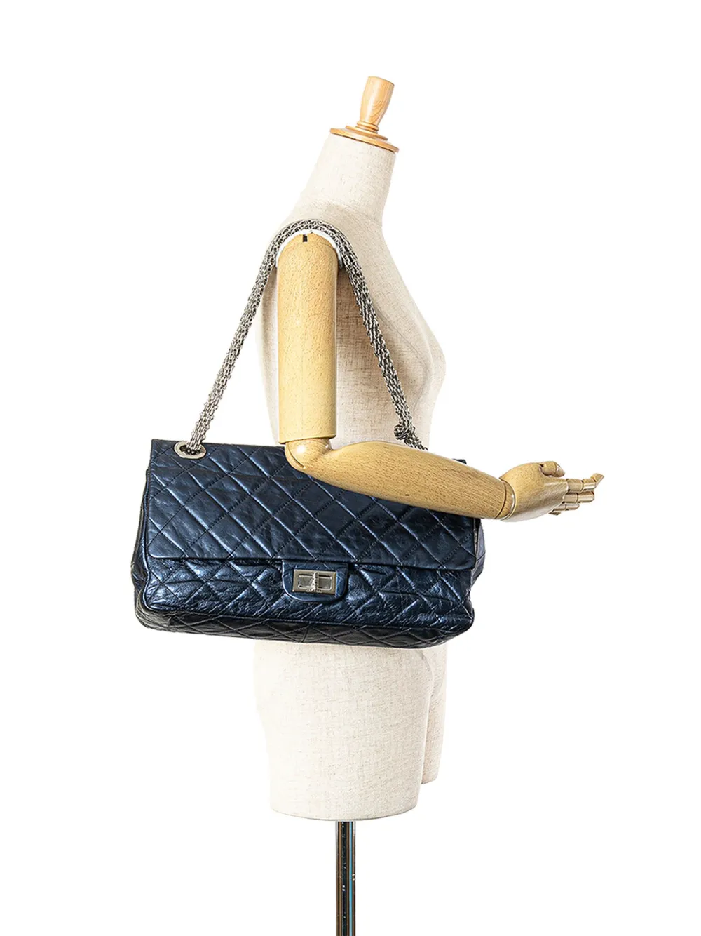 CHANEL Pre-Owned 2008-2009 Reissue 2.55 Aged Metallic Calfskin Flap 226 schoudertas - Blauw