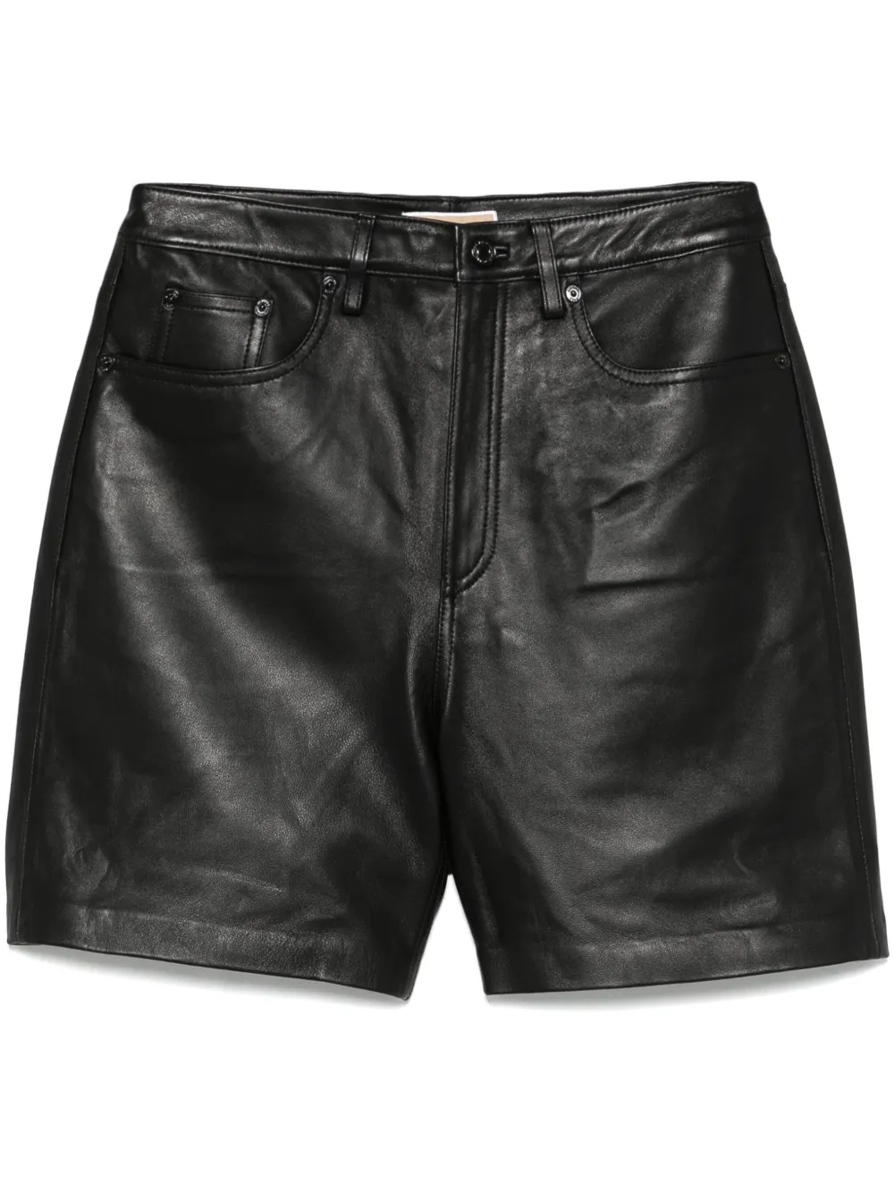 Michael Kors Leren shorts Zwart