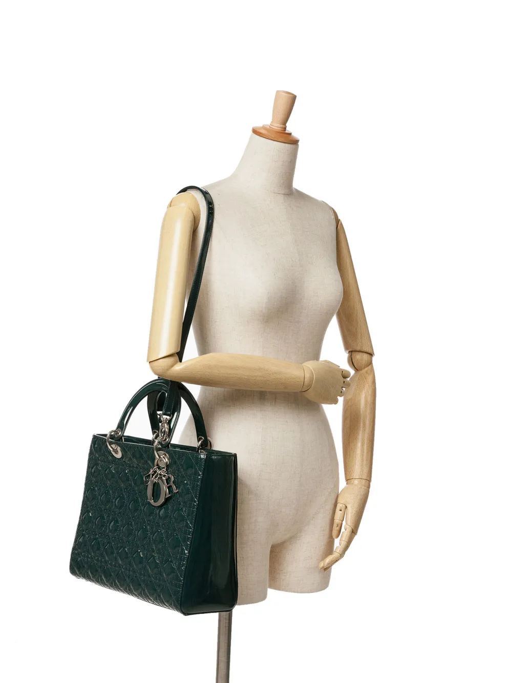 Christian Dior Pre-Owned 2011 grote gelakte Cannage Lady Dior boekentas - Groen