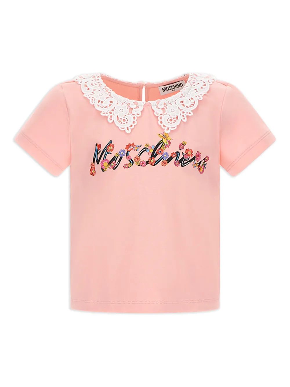 Moschino Kids logo-print T-shirt Roze