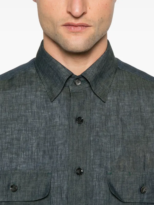 Brioni リネン長袖シャツ Mサイズ Brioni リネンシャツ | ブルー | FARFETCH JP